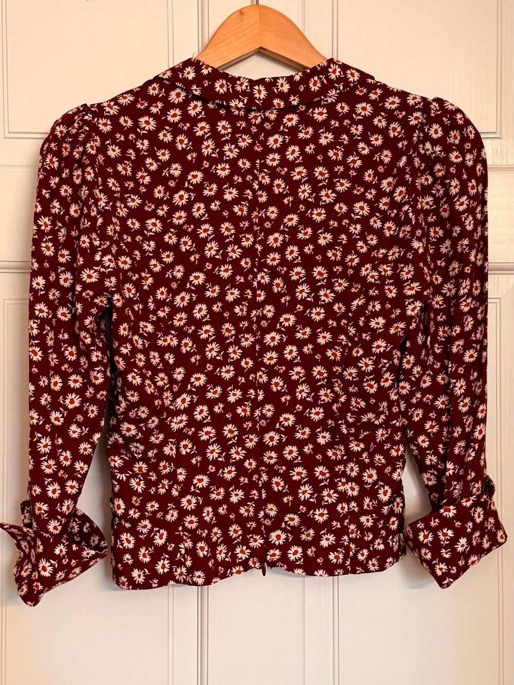 Reformation Burgundy Daisy Tie-Front Blouse - Picture 5 of 5